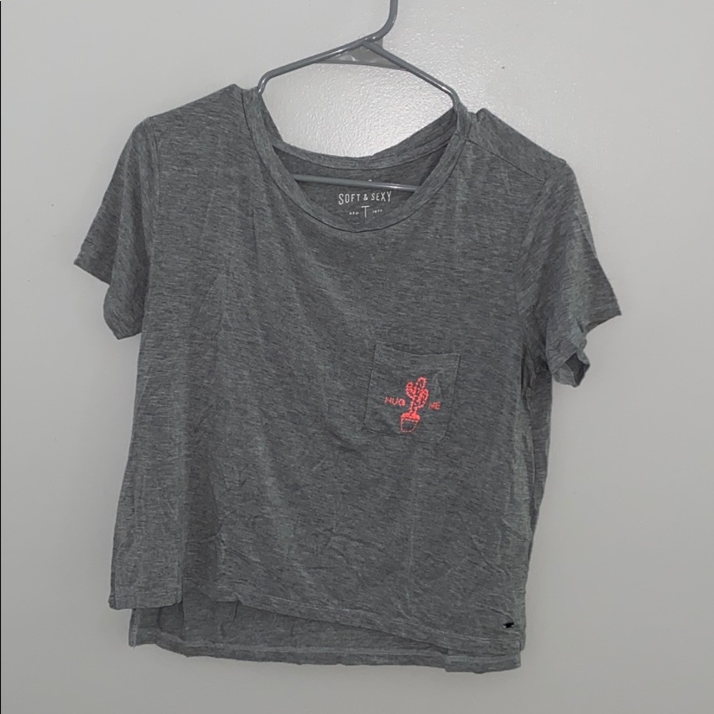 Grey American Eagle Crop Top